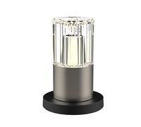 BOLD Kristy lampe de table décorative LED sans fil (variateur continu, 2200-3000K blanc chaud, base de charge + câble USB 1 m, jusqu’à 10 h)- Nickel brossé