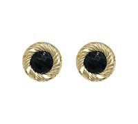 Bold or-ton torsadé corde ronde déclaration boucles d'oreilles avec résine noire centre surdimensionné rétro-chic boucles d'oreilles pour les femmes