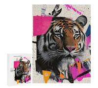 Bold Tiger Art Print Puzzle 1000 Pièces Educa Jouet en Bois Cadeau Unique Décoration Intérieure Jeu Éducatif Challenge Toy Adultes Et Enfants À Partir De 14 Ans 500 PCS
