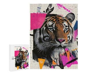 Bold Tiger Art Print Puzzle 1000 Pièces Educa Jouet en Bois Cadeau Unique Décoration Intérieure Jeu Éducatif Challenge Toy Adultes Et Enfants À Partir De 14 Ans 500 PCS