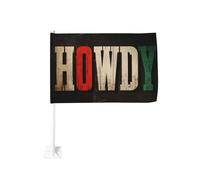 Bold Western Howdy Drapeau de voiture vintage avec clip pour fenêtre extérieure 30 x 45 cm Double face Décoration de voiture