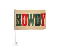 Bold Western Howdy Drapeau de voiture vintage effet vieilli avec clip pour fenêtre extérieure 30 x 45 cm Décoration de voiture double face