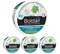 BOLDAIR - Destructeur d’Odeurs en Gel Thé Vert & Aloe Vera - Neutralise les Mauvaises Odeurs & Parfume l’Air - Made in France - Boîte Diffuseuse 300 g (Lot de 4)