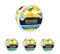 BOLDAIR - Gel destructeur d'odeur Citron - Neutralise les odeurs - parfume - Produit gel solide - Multi application - durée 8 semaines - 300g - Fabrication française (Lot de 4)