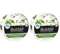 BOLDAIR - Gel destructeur d'odeur Thé Blanc Vanille - Neutralise les odeurs - parfume - Produit gel solide - Multi application - durée 8 semaines - 300g - Fabrication française (Lot de 2)