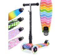 BOLDCUBE Big Fold Astro Dream | Trottinette à Trois Roues pour Enfants de 5 à 10 Ans | Roues LED avec lumières Clignotantes | Hauteur réglable de 65 à 89 cm | Réflecteurs arrière