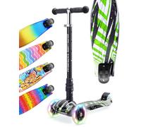 BOLDCUBE Big Fold Swift Vert | Trottinette à Trois Roues pour Enfants de 5 à 10 Ans | Roues LED avec Feux Clignotants | Hauteur réglable de 65 à 89 cm | Réflecteurs arrière