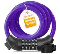 BOLEi Antivol de vélo à code 12mm/120CM,Antivol de vélo à étanche Cable avec combinaison de code à 5 chiffres pour vélo,E-Bike,poussettes,échelles (Violet)