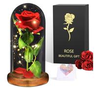 BOLEi Fleur Éternelle, Inspirée de La Belle et La Bête, Présent Romantique en Verre avec LED, Cadeaux Originaux pour Épouse, Sœur, Amie ou Maman