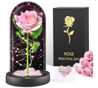 BOLEi Rose Eternelle Cadeau Femme, Rose Rouge LED(Rose Rose) | Rose Eternelle Sous Cloche Cadeau Anniversaire, Noel, Saint Valentin, Fete Des Meres, Hochzeitstag Elle, Maman, Épouse,Sœur