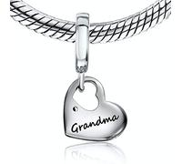 BOLENVI Breloque en forme de cœur en argent sterling 925 pour bracelets ou colliers Pandora et similaires (grand-mère), Argent sterling, Pas de gemme