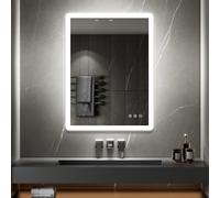 BOLEO Miroir LED Lumineux 60 x 80 cm réversible (2100 LMS) Fonctions tactiles : intensité & Couleur réglables + antibuée - Miroir Salle de Bain