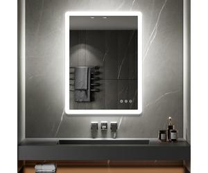 BOLEO Miroir LED Lumineux 60 x 80 cm réversible (2100 LMS) Fonctions tactiles : intensité & Couleur réglables + antibuée - Miroir Salle de Bain