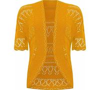 Boléro en crochet ouvert sur le devant pour femme à manches courtes en tricot, moutarde, 52-54