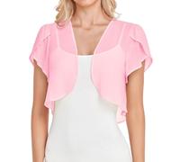 Boléro à manches courtes pour femme - Cardigan ouvert à l'avant - Veste légère - Veste courte - Ventilation - Blouson universitaire - Coupe ample - Veste d'automne confortable - Pour le début de