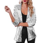 Boléro à paillettes pour femme - Tenue des années 80 - Blazer long - Blazer à paillettes - Veste festive à paillettes - Veste longue festive - Brillant - Élégant boléro festif - Pour robe de fête,