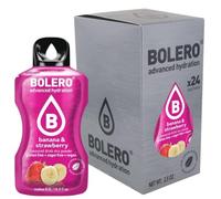 Bolero BANANA & STRAWBERRY 24x3g | Jus en poudre sans sucre, édulcoré à la stévia + vitamine C | pour enfants et sportifs | sans gluten, végétalien | Goût banane et fraise