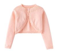 Boléro Basique pour Fille Veste à Manches Longues Veste boléro Courte pour Robe de Communion, Robe de baptême, Cardigan Bolero Shrug pour Filles en Coton Tricoté 18-24 Mois