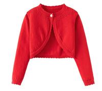 Boléro Basique pour Fille Veste à Manches Longues Veste boléro Courte pour Robe de Communion, Robe de baptême, Cardigan Bolero Shrug pour Filles en Coton Tricoté 7-8 Ans