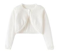 Boléro Basique pour Fille Veste à Manches Longues Veste boléro Courte pour Robe de Communion, Robe de baptême, Cardigan Bolero Shrug pour Filles en Coton Tricoté 18-24 Mois