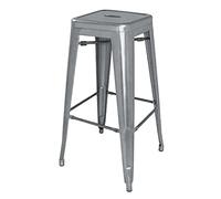 Bolero Bistro Tabouret Haut en Acier Gris Metal (Lot de 4), Gris Canon de Fusil, Acier Peint par poudrage, Hauteur d'assise : 770 mm, empilables, DM934