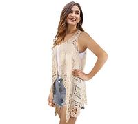 Boléro bohémien en crochet et dentelle pour femme - beige - Taille Unique