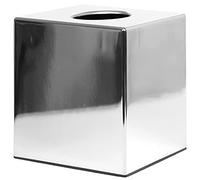 Bolero Boîte à mouchoirs cube chrome brillant, base en plastique, taille : 130 (H) x 120 (L) x 120 (P) mm, salle de bain et zones de réception, CC493