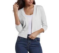 Boléro Cardigan Femme Chic Et Elegant Long Gilet Grande Taille Hiver Coton Veste Mi Saison Manches Longues Pull Chaud Femme Col en V Pas Cher Gilet Blouson Vêtements(Blanc,XL)