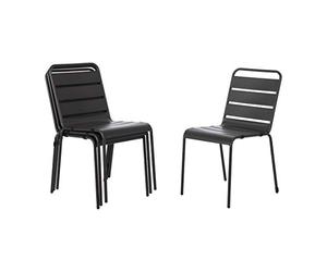 Bolero CF-MC-C018 Chaise d'appointà lattes en acier Gris