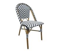 Bolero CH111 Lot de 2 chaises d'appoint en rotin de Style Parisien, Noir et Blanc, en Aluminium et rotin Artificiel, empilables, livrées entièrement assemblées, chaises d'intérieur et d'extérieur en