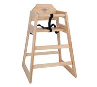 Bolero Chaise haute en bois durable et sécurisée pour bébés, Finition naturelle, Hauteur du siège : 500 mm, Comprend un harnais de taille à 3 points, DL900