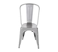 Bolero Chaises bistro en acier (lot de 4), gris métallisé, acier galvanisé, hauteur d'assise : 440 mm, chaises d'intérieur et d'extérieur, empilables, usage professionnel et domestique, GL329