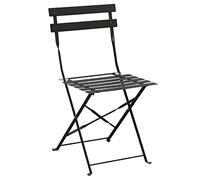 Bolero Chaises de terrasse pliantes en acier Bolero noires (Lot de 2), Noir, 800(H)x 387(L)x 471(P)mm, Acier poudré, GH553