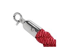 Bolero Cordon d'accueil torsadé 1,5 m, Rouge, Extrémité en Alliage de Zinc de Style Chrome, Corde de Barrière de Restaurant, Se Fixe Facilement au Support Mural ou au Poteau, GF947