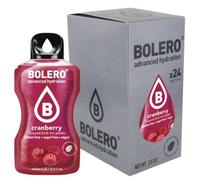 Bolero CRANBERRY 24x3g | Jus en poudre sans sucre, édulcoré à la stévia + vitamine C | pour enfants et sportifs | sans gluten, végétalien | saveur de canneberge