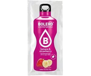 Bolero Drink Banane & Fraise - 12 x 9 g - Suffisamment pour 1,5 l - 2,5 l boisson sans sucre et sans gaz carbonique - Sans aspartame - Sucré au stévia