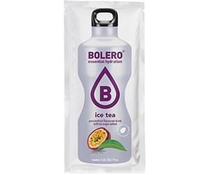 Bolero Drink thé glacé fruit de la passion - 12 x 9 g - Assez pour 1,5 l - 2,5 l boisson sans sucre et sans gaz carbonique - Sans aspartame - Sucré à la stévia