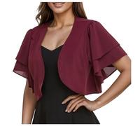 BoléRo Et ChâLe pour Robe De SoiréE Et De Mariage Gilet Manches Courtes Mousseline Veste Courte Cardigan Tailleur Ivoire Crochet Voile CéRéMonie Cape Cache Epaule Legere VêTements S-2XL
