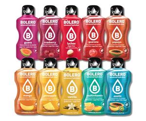 BOLERO Exotiques | Assortiment de 10 sticks 9g de Poudre pour Boisson sans sucre à la Stevia | Sans Conservateur ni colorants artificiels, Faible en calories, il convient pour toute la Famille