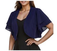 Bolero Femme Chic Et Elegant - Châle pour Robe De Soirée Mariage Gilet Manches Courtes Mousseline Veste Courte Cardigan Tailleur Ivoire Crochet Voile Cérémonie Cape Cache Epaule Legere Vêtements
