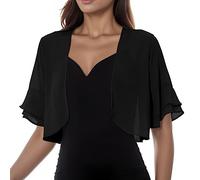 Bolero Femme Chic Et Elegant - Châle pour Robe De Soirée Mariage Gilet Manches Courtes Mousseline Veste Courte Cardigan Tailleur Ivoire Crochet Voile Cérémonie Cape Cache Epaule Legere Vêtements