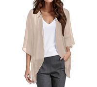 Bolero Femme Chic Et Elegant De Plage Boléro Ouvert Devant Été Mariage Fluide Veste Transparent Courte Boléros pour Robe Soirée Cardigan