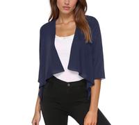 Boléro Femme Court Cardigan Mousseline léger et Fin en Coton tricoté Soie Gilet Décontracté Veste légère aérée Haut Manches 3/4 pour Robe T Shirt