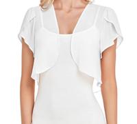 Boléro Femme en Mousseline Cardigan en Dentelle Transparent Veste Devant Ouvert Chic et Elegant Gilet Court Léger pour Mariage Robes