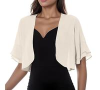 Boléro Femme en Mousseline Cardigan en Dentelle Transparent Veste Devant Ouvert Chic et Elegant Gilet Court Léger pour Mariage Robes