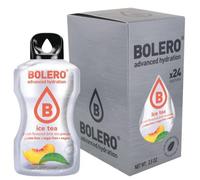 Bolero ICE TEA PEACH 24x3g | Jus en poudre sans sucre, édulcoré à la stévia + vitamine C | pour enfants et sportifs | sans gluten, végétalien | saveur de thé glacé à la pêche