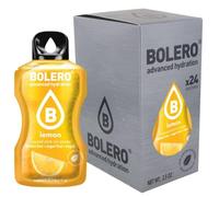 Bolero LEMON 24x3g | Jus en poudre sans sucre, édulcoré à la stévia + vitamine C | pour enfants et sportifs | sans gluten, végétalien | saveur de citron