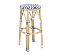 Bolero Lot de 2 tabourets de Bar en rotin PE Bleu