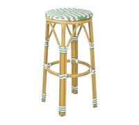 Bolero Lot de 2 tabourets de Bar en rotin PE de Style Parisien, Vert Clair