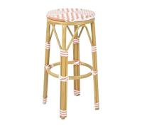 Bolero Lot de 2 tabourets de Bar en rotin PE Style Parisien Corail